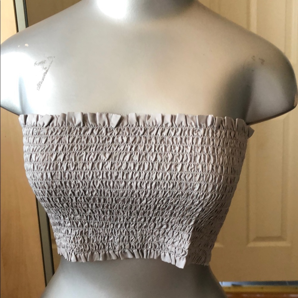 Shape FX Smocked Strapless Tube Top - Gray one size thj3